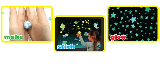 Lumi Dough is easy tp use: Make, Stick and Glow